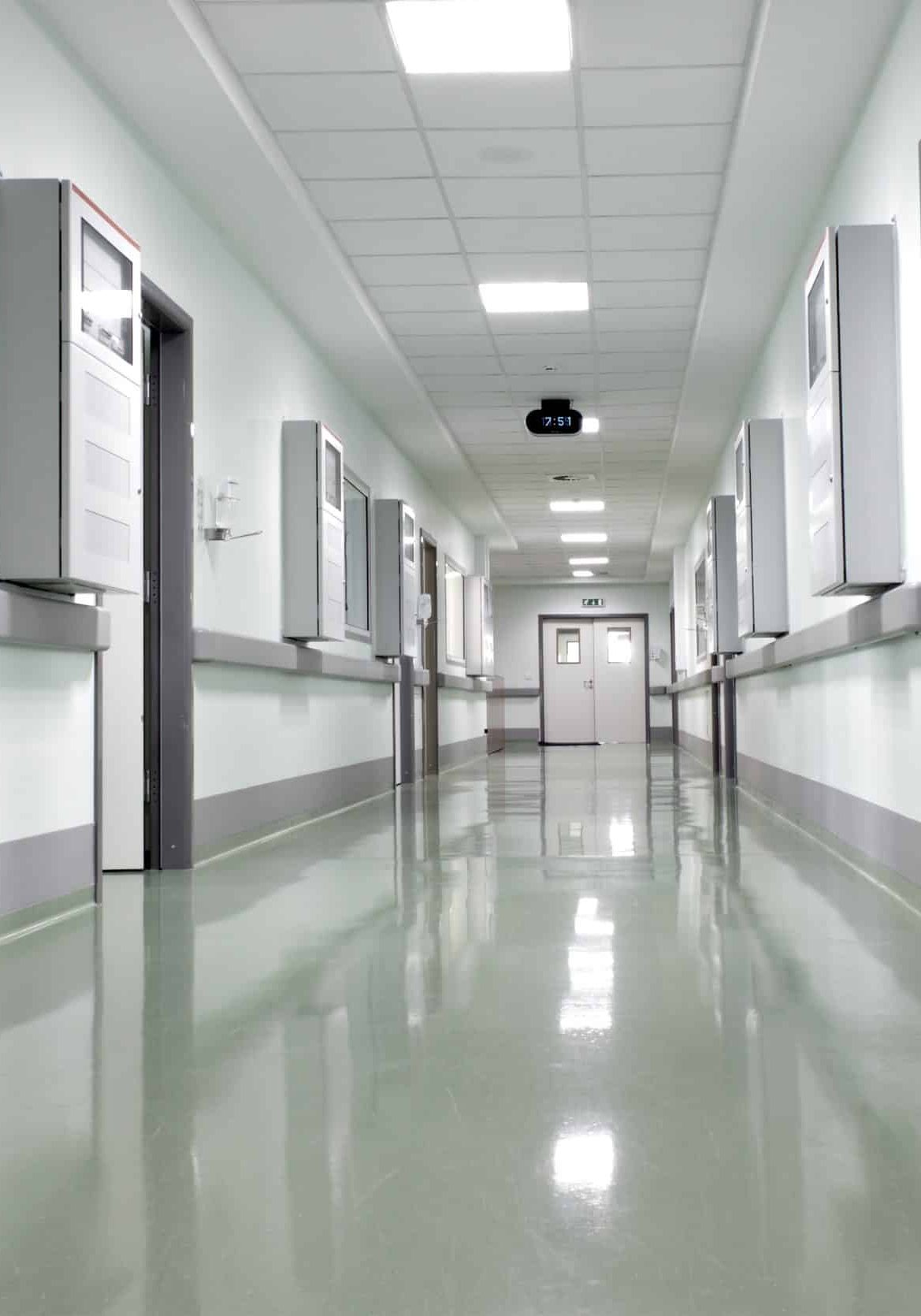 hospital corridor. Space in the ICU unit in the morning.